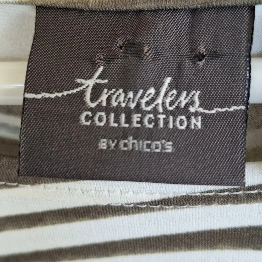 Chico's Traveler Tunic Sz3 (XL) Abstract Print White/Neutrals Stretch Lt Weight